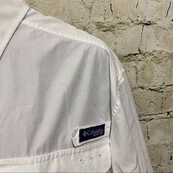 Columbia White Cotton PFG Breathable Button Up Shirt - Picture 2 of 6